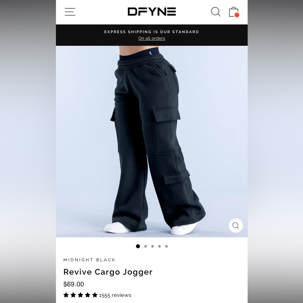 SOLD DFYNE Midnight Black Cargo Joggers